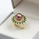 14k Plated Zirconia Ring with Pearl Holder