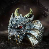 Thai Silver Dragon Mens Ring Retro Gothic Jewelry