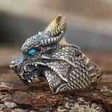 Thai Silver Dragon Mens Ring Retro Gothic Jewelry