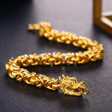 24k Yellow Plated Men's Bracelet Retro Glossy Faucet Bangles