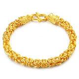 24k Yellow Plated Men's Bracelet Retro Glossy Faucet Bangles