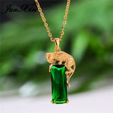 Leopard Pendant Green Zircon Necklace Gift