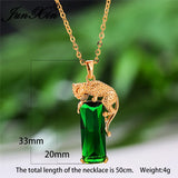 Leopard Pendant Green Zircon Necklace Gift