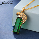 Leopard Pendant Green Zircon Necklace Gift