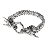 Double Dragon Head Stainless Steel Bracelet Men's Jewelry