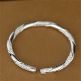 S999 Silver Couple Bangles, Intertwined Love Bracelets, Birthday Gift