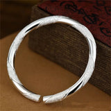 S999 Silver Couple Bangles, Intertwined Love Bracelets, Birthday Gift