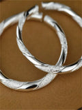 S999 Silver Couple Bangles, Intertwined Love Bracelets, Birthday Gift