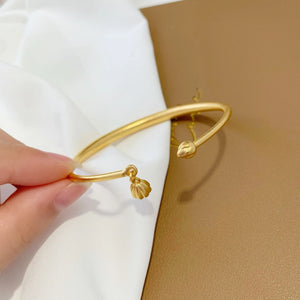 Domineering Pendant Sand Bangles Brass Plated Open Bracelet