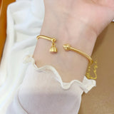Domineering Pendant Sand Bangles Brass Plated Open Bracelet