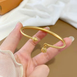 Domineering Pendant Sand Bangles Brass Plated Open Bracelet