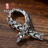 Retro Men's Dragon Bracelet in 999 Silver