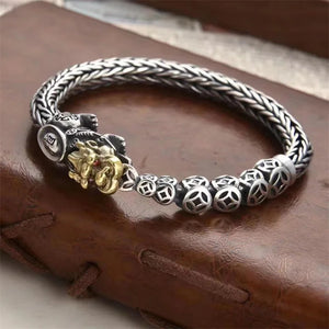 Domineering Tiger S925 Silver Bracelet Men Personality Retro Silver Bangle