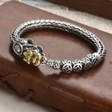 Domineering Tiger S925 Silver Bracelet Men Personality Retro Silver Bangle