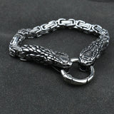 Stainless Steel Snake Head Gothic Punk Bracelet With King Chain