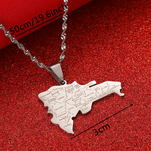 Dominican Map Flag Pendant Necklaces Dominicans Map Jewelry