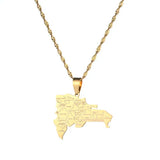 Dominican Map With City Name Pendant Necklaces
