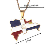 Dominican Republic Map Pendant Necklace Flag of Dominican Jewelry
