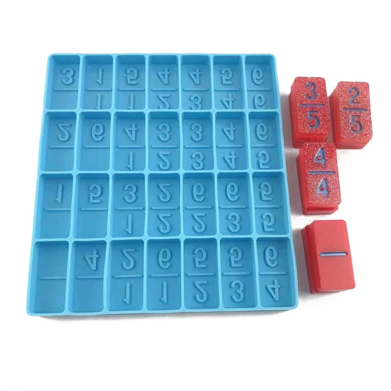 Domino Game Toys Epoxy Resin Mold Number Dominoes Casting Silicone Mould
