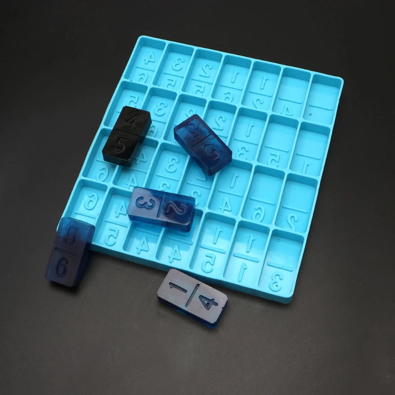 Domino Game Toys Epoxy Resin Mold Number Dominoes Casting Silicone Mould DIY