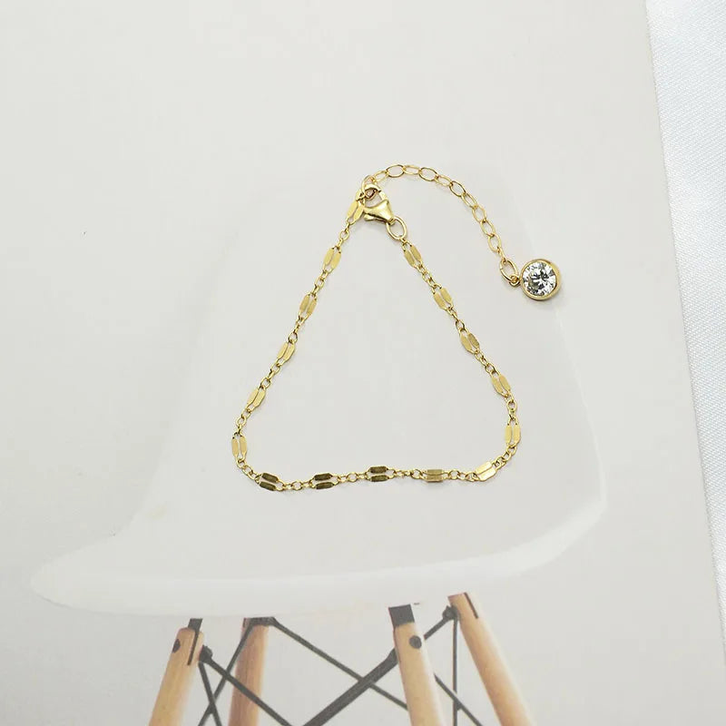 Dapped Oval Cable Chain Bracelet with CZ Stone Finish