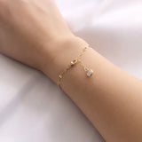 Dapped Oval Cable Chain Bracelet with CZ Stone Finish