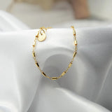 Delicate Cylinder Chain Bracelet with Adjustable Chain Disc