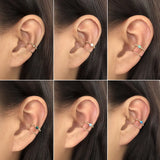 Domino Opal Ear Cuff Double Wire Wrap No Piercing Double Cuff