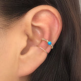 Domino Opal Ear Cuff Double Wire Wrap No Piercing Double Cuff