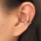 Domino Opal Ear Cuff Double Wire Wrap No Piercing Double Cuff