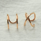 Set of 2 Ear Cuffs Double Line & Criss Cross Cartilage Earrings