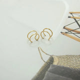 Domino Set of 2 Ear Cuffs Double Square Line Cuff Cartilage Jewelry