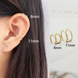 Domino Set of 2 Ear Cuffs Double Square Line Cuff Cartilage Jewelry