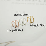 Domino Set of 2 Ear Cuffs Double Square Line Cuff Cartilage Jewelry
