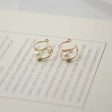 Domino Pearl Clip Earrings Non Pierced Ear Cuff Wire Wrapping