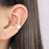 Domino Pearl Clip Earrings Non Pierced Ear Cuff Wire Wrapping