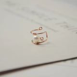 Domino Pearl Clip Earrings Non Pierced Ear Cuff Wire Wrapping