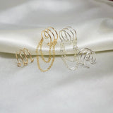 Domino Triple Lines Double Chain Ear Cuff Earrings