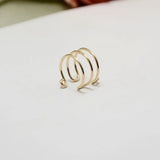 Domino Triple Lines Double Chain Ear Cuff Earrings