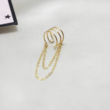 Domino Triple Lines Double Chain Ear Cuff Earrings
