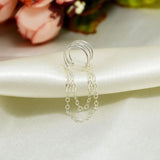 Domino Triple Lines Double Chain Ear Cuff Earrings