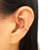 Domino Three Band Earcuff Minimalist No Piercing Women Jewelry Men Unisex Gift