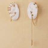 Hip Hop Geometric Chain Ear Cuff with Rhinestone Clip On Earrings
