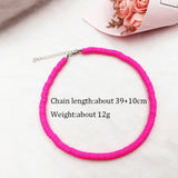 Colorful Clay Choker Necklace For Women Bohemian Adjustable Soft Pottery Collar