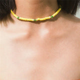 Colorful Clay Choker Necklace For Women Bohemian Adjustable Soft Pottery Collar