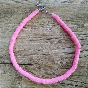 Colorful Clay Choker Necklace For Women Bohemian Adjustable Soft Pottery Collar