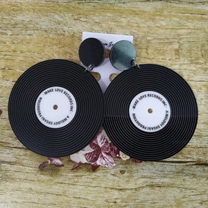 Vintage Vinyl Record Acrylic Earrings - Transparent Circle Record Drops