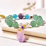 Dongling Jade Amethyst Bracelet Charm Jewelry 10MM