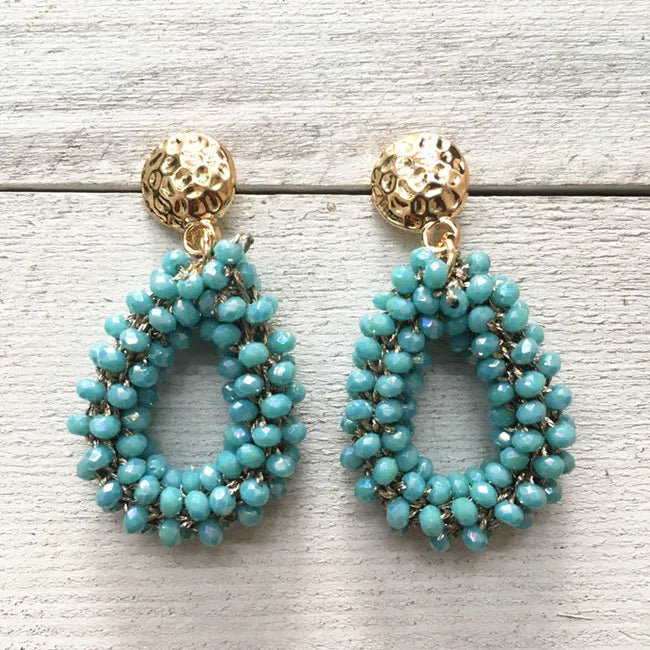 Dongmu Bohemian Crystal Earrings Woven Fine Jewelry Year Gift