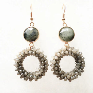 Bohemian Crystal Long Earrings - Large Woven Jewelry